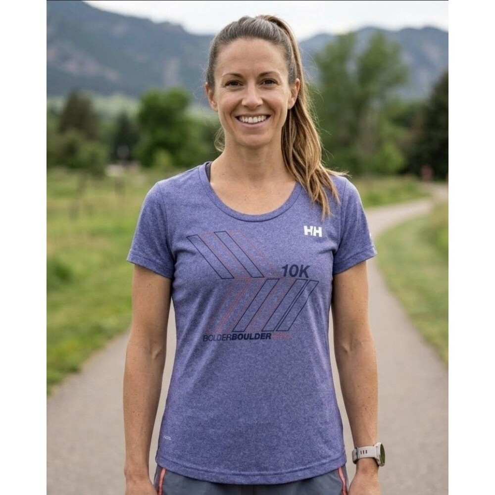 Helly Hansen Run Shirt Women Size Small Short Sleeve Top Purple Boulder CO